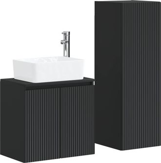 vidaXL Juego De Muebles De Ba&ntilde;o 2 Uds. Negro 33 X 34,5 X 100 Cm Vidaxl