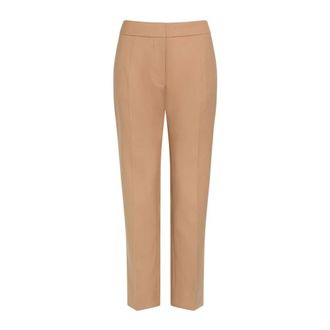 Patou Slim-fit Trousers, female, Brown, L, Beige Trousers with Front Fastening