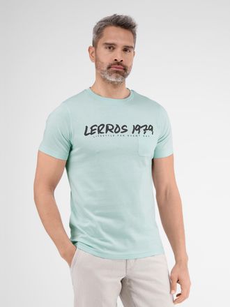 Lerros T-Shirt LERROS T-Shirt *LERROS 1979*, Herren, Gr. S, blau (tinted aqua), 100% Baumwolle, Shirts T-Shirt