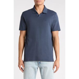 Calvin Klein Micro Waffle Johnny Collar Top in Ink at Nordstrom Rack, Size Xx-Large