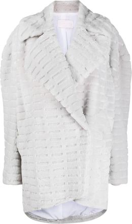 Genny debossed-detail single-breasted coat - women - Fabric/Fabric - 44 - Grey