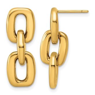 Diamond2Deal 14K Yellow Gold Polished Square Link Chain Dangle Earrings