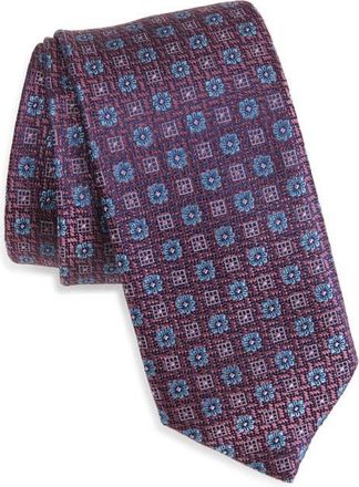 Nordstrom Montagna Neat Floral Medallion Silk Jacquard Tie in Eggplant at Nordstrom