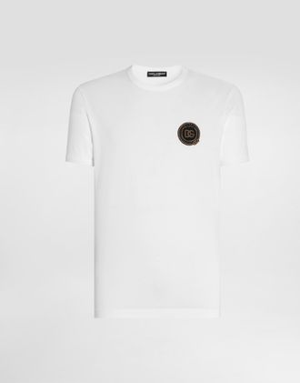 Dolce & Gabbana Cotton T-shirt With Patch - Man T-shirts And Polos White 44