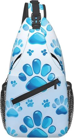 Generic Blue Paw Print Crossbody Bag Lightweight Cross Body Bag Trendy Crossbody Bags For Cycling Men Runner