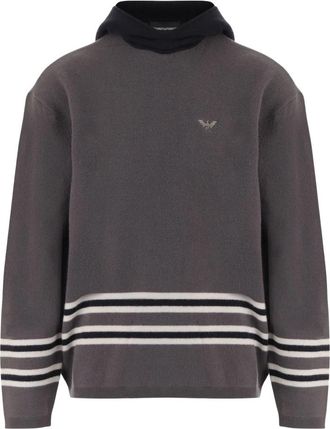 Emporio Armani Virgin Wool Hooded Sweater - Heren - Hoodies - Grijs - M - Wol - Hoodies & sweatvesten