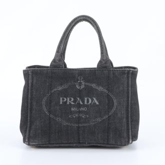 Prada Dark Gray Handbag Shoulder Bag Tote Bag (Pre-Owned)