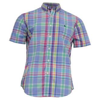 Ralph Lauren Plaid Button-Down Short Sleeve Shirt in Multicolor Cotton