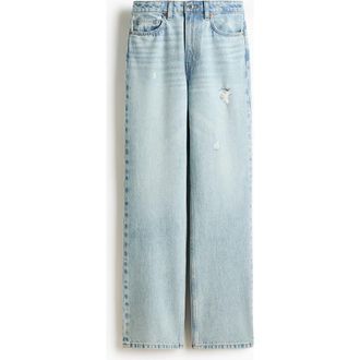H&M Straight High Jeans in Light Denim Blue at Nordstrom, Size 12