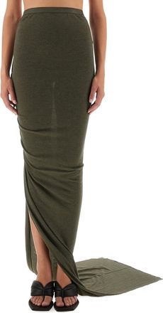 Rick Owens Green Solid Maxi Skirt