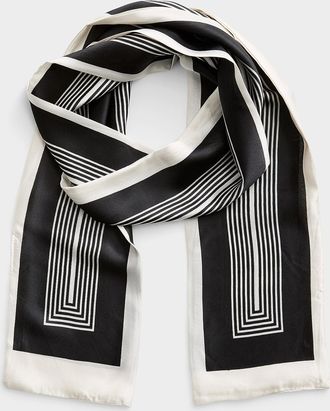 Simons Womens Striped satiny double-layer scarf