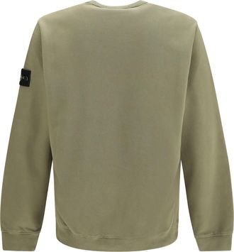 Stone Island Mens Crewneck Cotton Sweatshirt Military Green Sweatshirts Sweater
