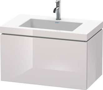 Duravit Lavabo Para Muebles Duravit L-cube C-bonded Con Base, Colgante, 80x48 Cm, 1 Extra&iacute;ble, Sin Rebosadero, 3 Agujeros Para Grifos, Color: Laca Blanca Lila