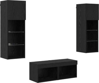 vidaXL Gabinetes De Pared Para Tv 4 Pcs Roble Negro Vidaxl
