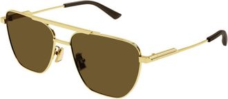 Bottega Veneta Mens Gold Tone Aviator Sunglasses BV1236S 002