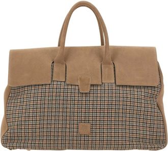 Eleventy Tas van su&egrave;de en volnerf kalfsleer - Heren - Tassen - Beige - Maat: ONE Size Leer