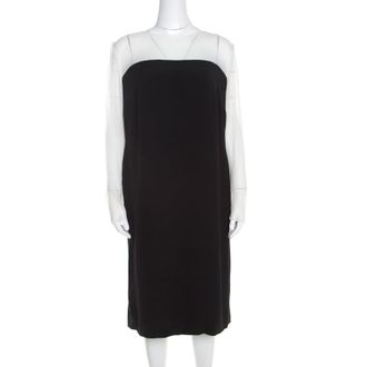 Escada Monochrome Sheer Yoke Detail Long Sleeve Dary Dress