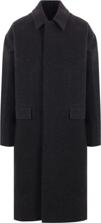 Juun.J tailored wool-blend coat - men - Other fibres/Nylon/Wool/Polyester/Rayon - 48 - Grey