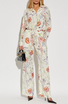 Alexander McQueen Floral Motif Trousers, Womens, Cream