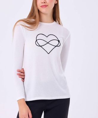 French Kyss Infinity Heart Detail Top In Ivory/black