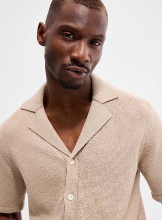 Profuomo Mens Slub knit open-collar Cardigan Sweater