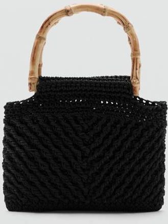 Mango Borsa mano manico bamb&ugrave; nero - Donna - Taglia unica - MANGO