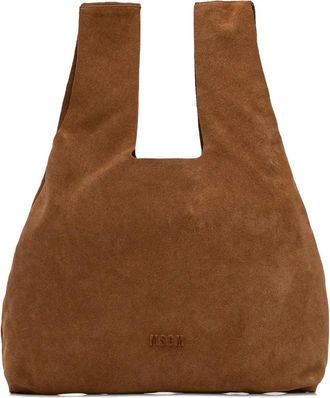 Msgm Su&egrave;de shopper met reli&euml;f - Bruin