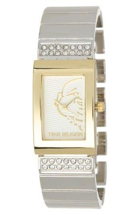 True Religion Buddha Face Square Bracelet Watch, 22mm in White/Two Tone at Nordstrom Rack