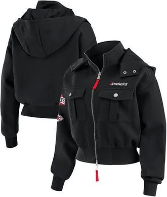 WEAR by Erin Andrews Womens WEAR by Erin Andrews Black Kansas City Chiefs Patch Pocket Bomber Jacket at Nordstrom, Size Xx-Large