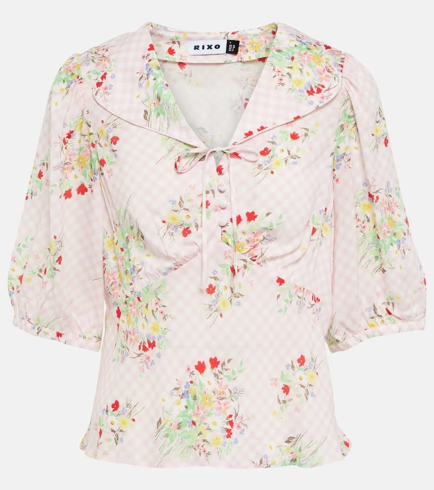 Rixo London Green Floral hotsell Kikki Top Silk Blend