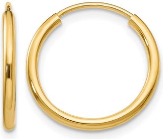 Diamond2Deal 14k Gold 1.50mm Polished Round Endless Hoop Earrings