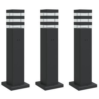 vidaXL L&aacute;mparas Suelo Exterior Con Enchufe 3 Uds Aluminio Negro 50 Cm Vidaxl