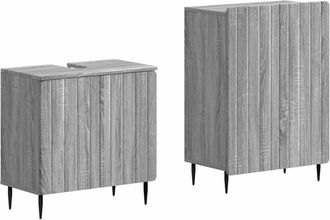 vidaXL Juego De Gabinete De Ba&ntilde;o De 2 Piezas Zwolle Sonoma Gris Vidaxl