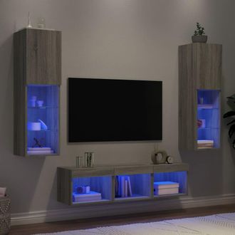 Berkfield Home 5 Piece TV Wall Units with LED Grey Sonoma Engineered Wood