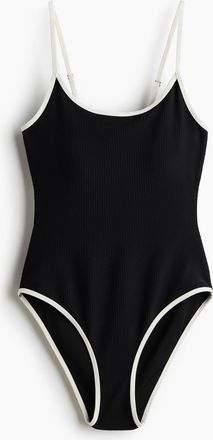 H&M Badeanzug mit wattierten Cups - Schwarz/Weiss