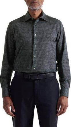 Bugatchi James OoohCotton Space Dye Button-Up Shirt in Black at Nordstrom Rack, Size Xx-Large