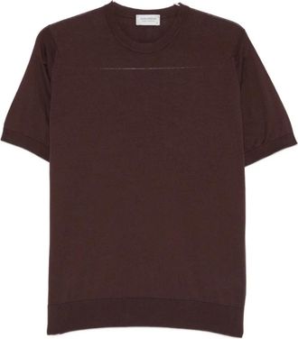John Smedley Kempton T-shirt - Heren - T-shirts - Bruin - S - Katoen - Tops
