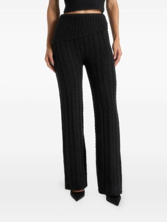 Mani&egrave;re De Voir Elvy cable-knit foldover trousers - women - Acrylic/Nylon/Polyester/Wool/Elasterell-P - M - Black
