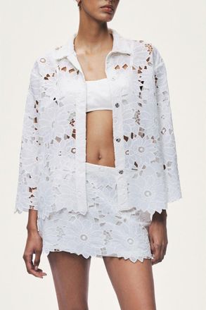 Nocturne Floral Broderie Jacket in Ivory at Nordstrom, Size Medium