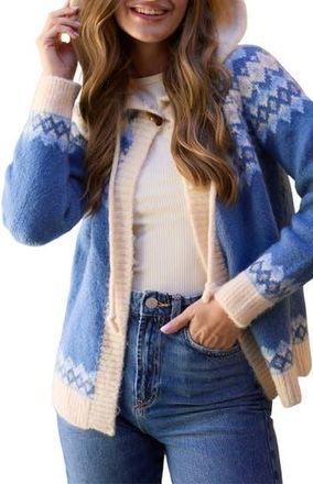 Saachi Fait Isle Hooded Cardigan in Blue at Nordstrom Rack