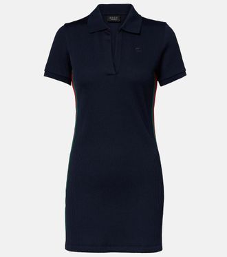 Gucci Web Stripe ribbed-knit jersey polo dress