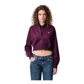 Fred Perry Chaqueta de ch&aacute;ndal corta con cinta lateral - Sweatshirts & Hoodies - Mujer - P&uacute;rpura - XS