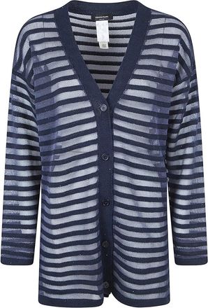 Fabiana Filippi Cardigan van katoen en linnen met pailletten - Dames - Vesten - Blauw - 2XS - Katoen - Truien & Vesten