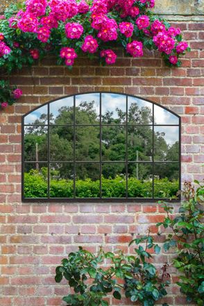 MirrorOutlet Black Framed Arched Wall Garden Mirror 43 X 29 (110CM X 75CM) | Size: 1 Pack