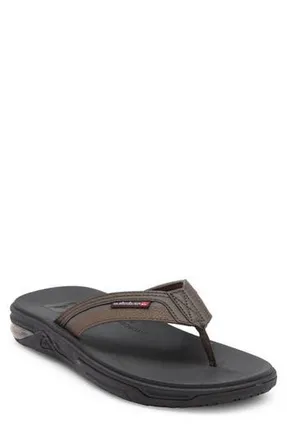 Quiksilver Dylan Deluxe Flip Flop in Dark Brown/Black Trim at Nordstrom Rack, Size 10
