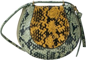 Dries Van Noten Python-Reli&euml;f Leren Crossbody Tas - Dames - Schoudertassen - Geel - ONE Size - Leer - Tassen
