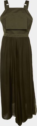 Max Mara Olive Green Cotton & Silk Overlay Jumpsuit