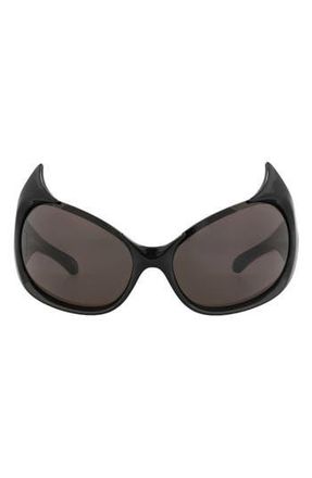Balenciaga 71mm Shield Sunglasses in Black Black Grey at Nordstrom Rack
