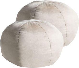 Beliani Conjunto De 2 Cojines Decorativos Esfera De Terciopelo Con Estampado Liso 33 X 33 Cm Blanco Crema Salvia