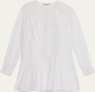 Veronica Beard Marguerite Embroidered Cotton Mini Dress